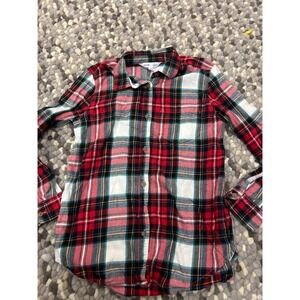 Old Navy Classic Shirt Mens Small Red Plaid Flannel Button Down Long Sleeve